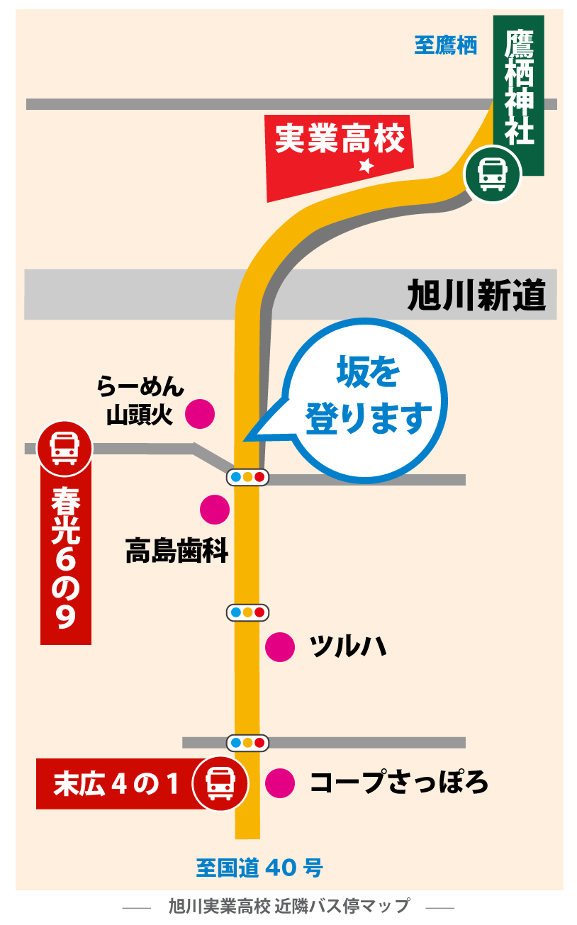 路線バスのご案内 旭川実業高等学校 学校法人 北海道立正学園 路線バスのご案内 旭川実業高等学校 学校法人 北海道立正学園